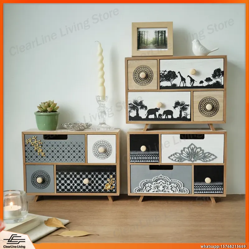 Office Drawer Organizer - خزانة أدراج خشبية للمكتب بنمط قبلي