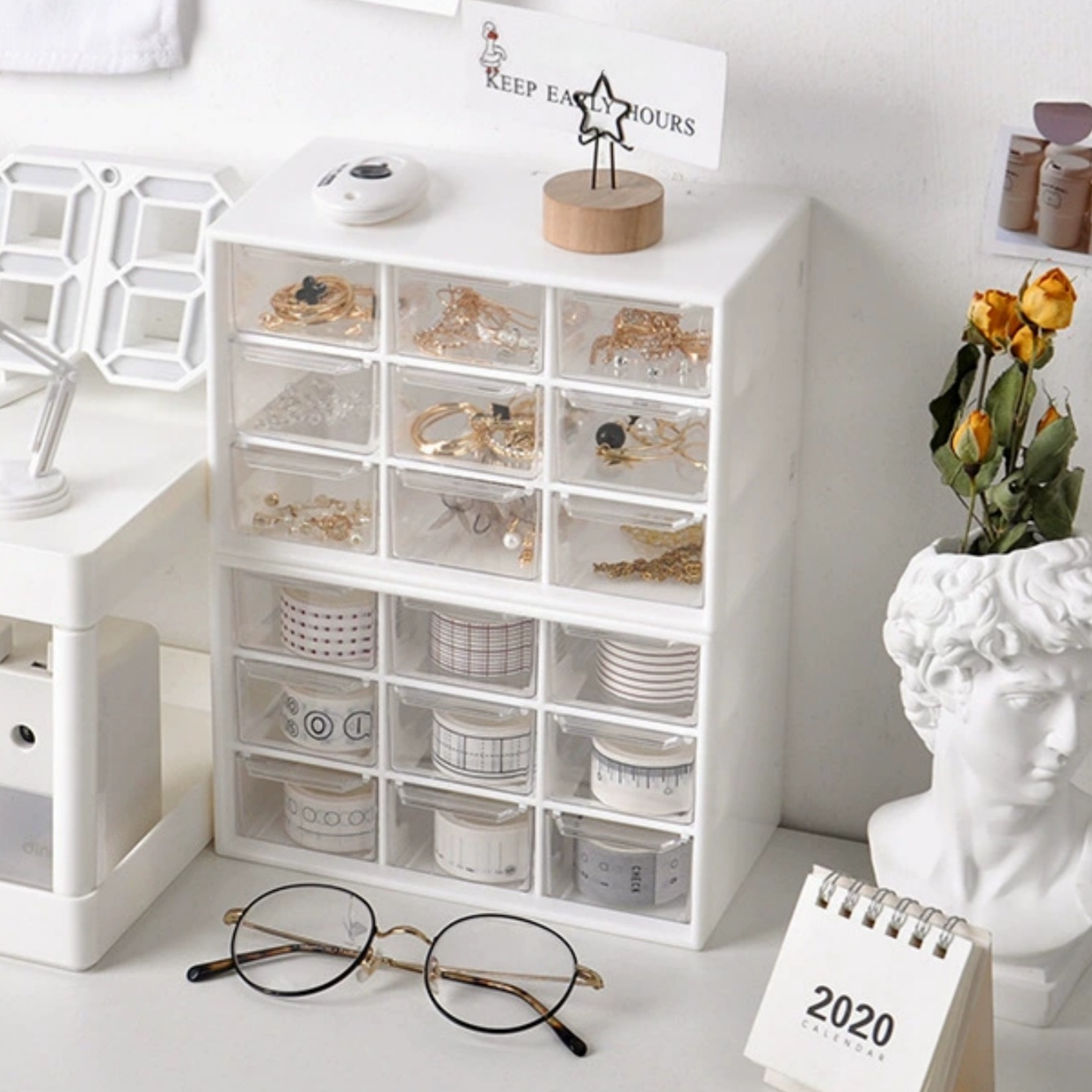 صندوق تخزين مواد الخرزة. صندوق - مراجعة Office Drawer Organizer وسعره